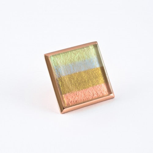 Nifty Nob 1 3-4 Inch Medium Cabinet Knob-Pastel Striped Glass with Copper Base - cabinetknobsonline