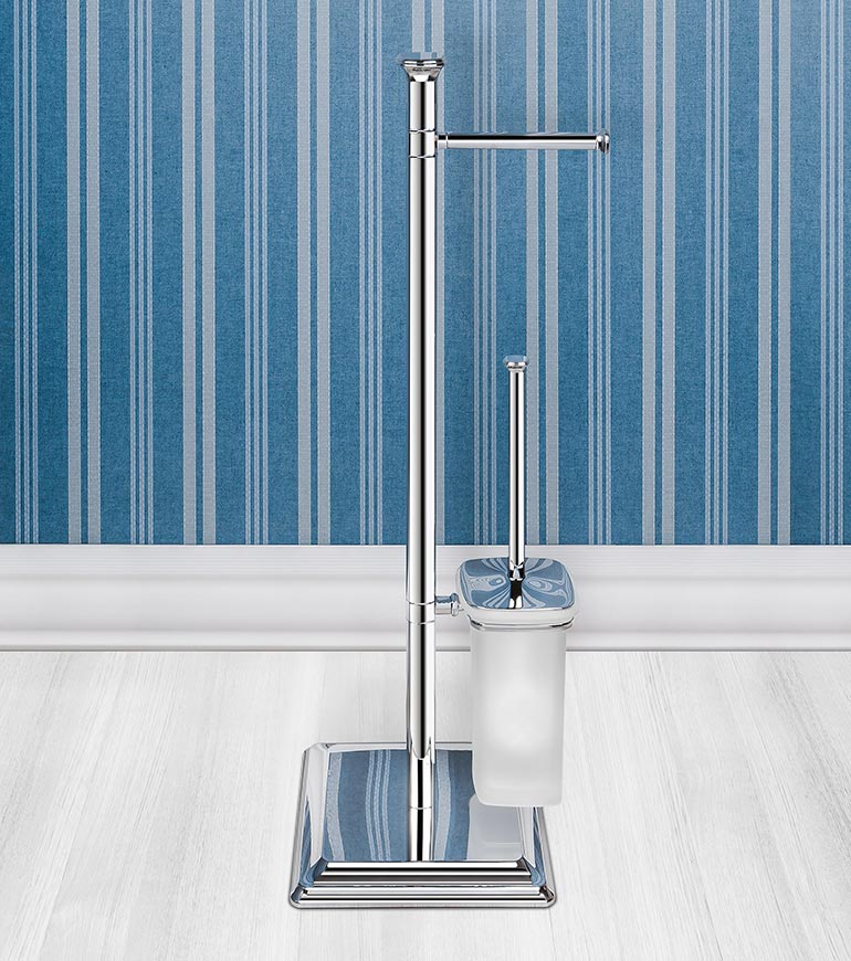 Colombo Design Portofino Collection Free Standing Toilet Brush-Paper Holder-Chrome - cabinetknobsonline