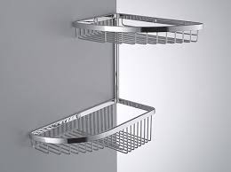 Colombo Designs Small Double Corner Shower Basket - Chrome - cabinetknobsonline