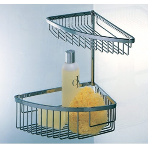 Colombo Designs Large Double Corner Shower Basket - Chrome - cabinetknobsonline