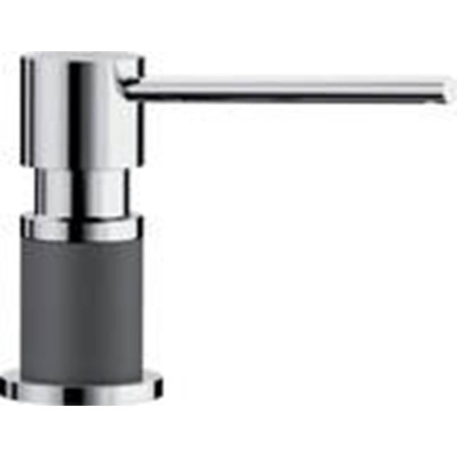 Blanco Lato Soap Dispenser - Cinder-Chrome Dual Finish - cabinetknobsonline