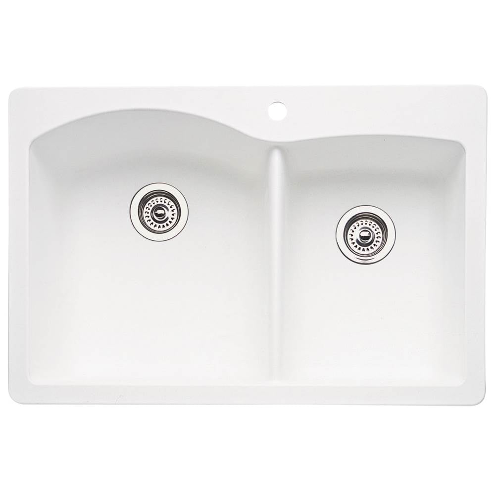 Blanco Diamond 1-3-4 Bowl Dual Deck - White - cabinetknobsonline