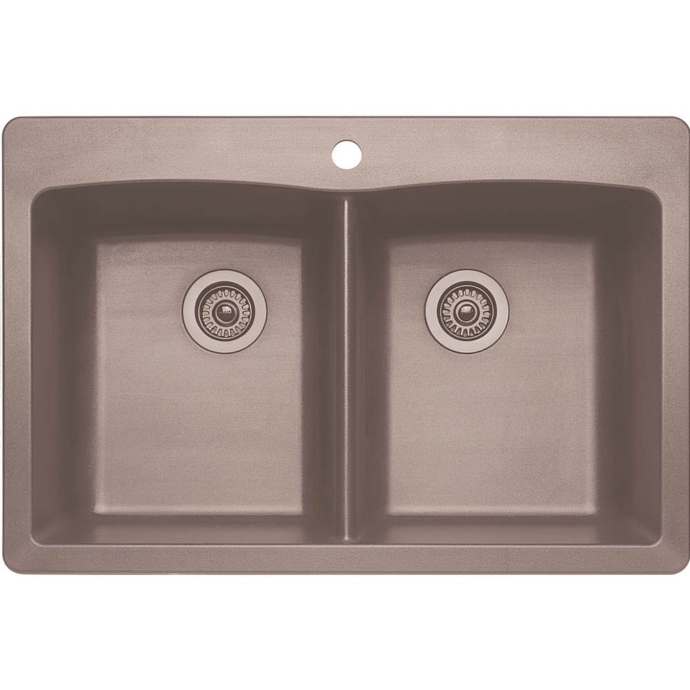 Blanco Diamond Equal Double Dual Deck - Metallic Gray - cabinetknobsonline