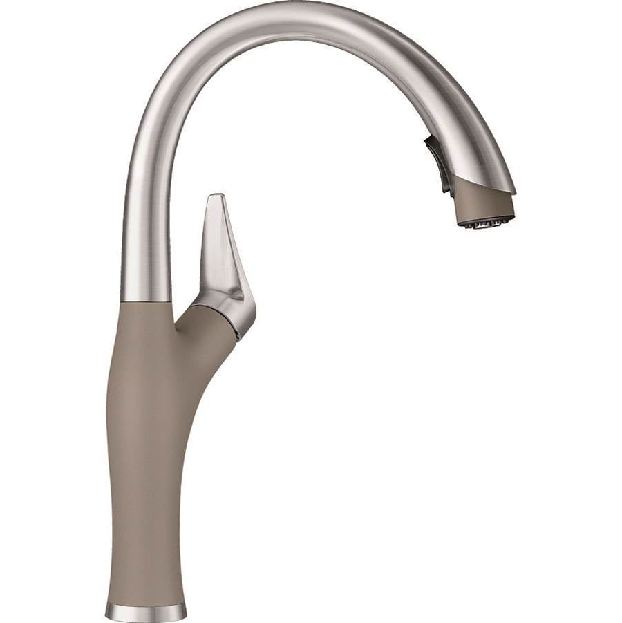 Blanco Artona Pull Down 1.5 gpm - Truffle-Stainless Dual Finish - cabinetknobsonline