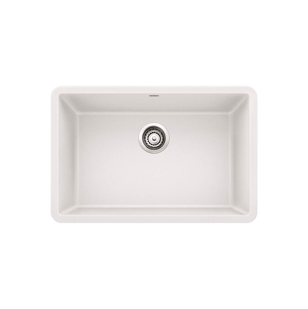 Blanco Precis 27" Single Bowl Undermount Silgranit Kitchen Sink in White - cabinetknobsonline