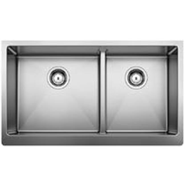 Blanco Quatrus R15 Apron 1-3-4 with Low Divid Stainless Steel Kitchen Sink - cabinetknobsonline