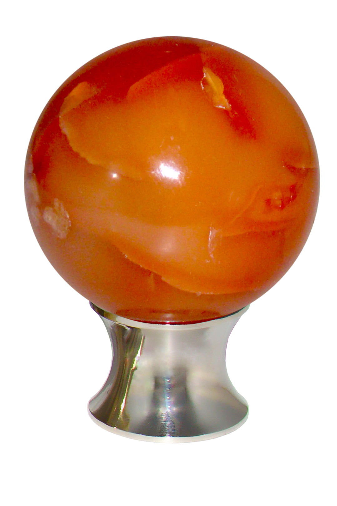 Gemstone Hardware Carnelian Sphere Cabinet Knob -Polished Stainless Steel - cabinetknobsonline