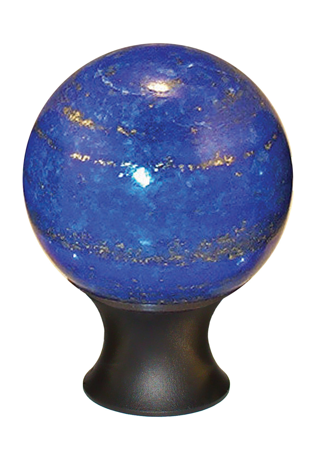 Gemstone Hardware Lapis Sphere Cabinet Knob - Matte Black - cabinetknobsonline