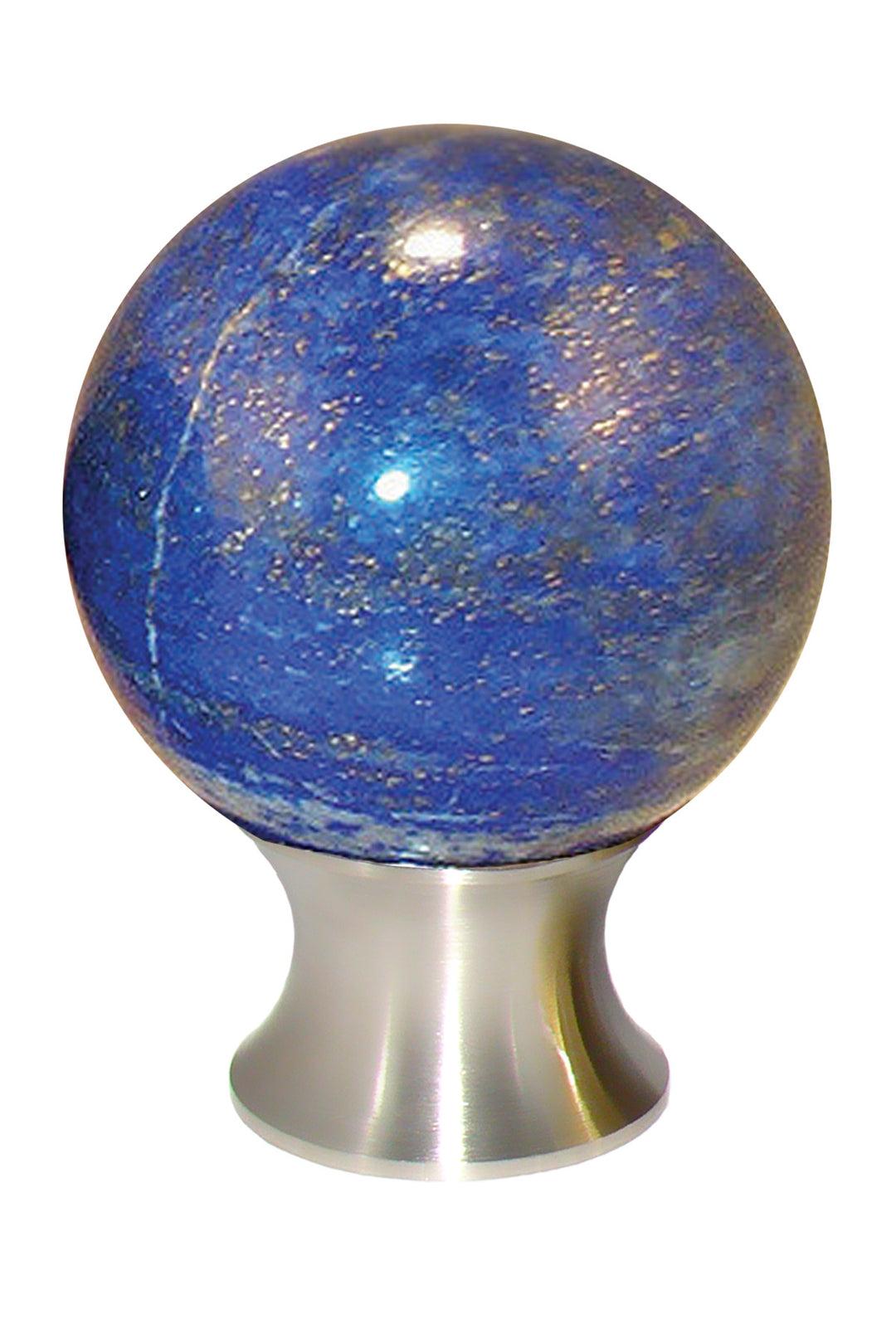 Gemstone Hardware Lapis Sphere Cabinet Knob - Satin Stainless Steel - cabinetknobsonline