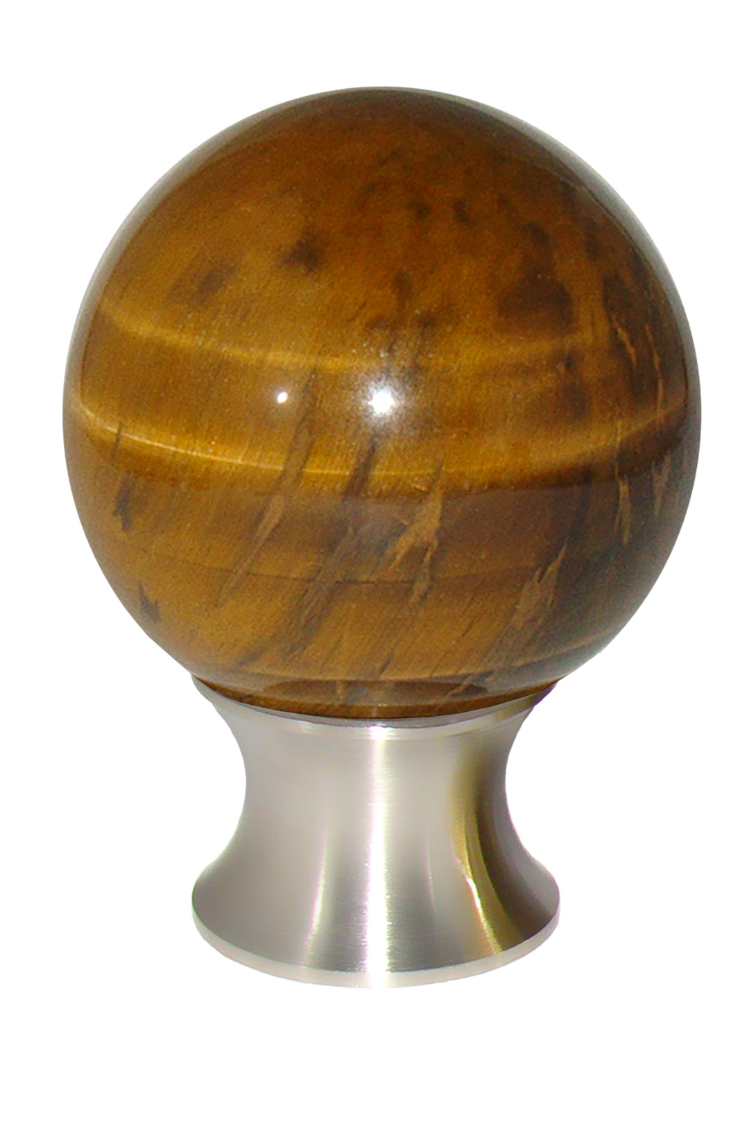 Gemstone Hardware Tiger Eye Sphere Cabinet Knob-Polished Stainless Steel - cabinetknobsonline