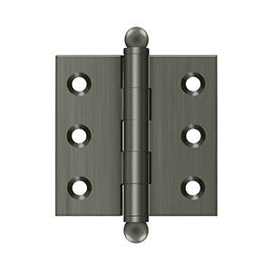 Deltana Architectural Hardware Specialty Solid Brass Hinges & Finials 2"x 2" Hinge, w- Ball Tips pair - cabinetknobsonline