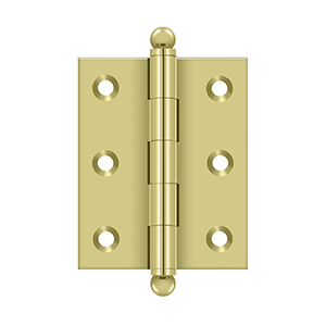 Deltana Architectural Hardware Specialty Solid Brass Hinges & Finials 2 1-2"x 2" Hinge, w- Ball Tips pair - cabinetknobsonline