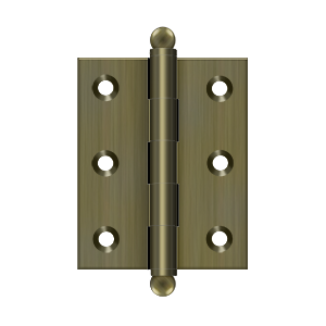 Deltana Architectural Hardware Specialty Solid Brass Hinges & Finials 2 1-2"x 2" Hinge, w- Ball Tips pair - cabinetknobsonline