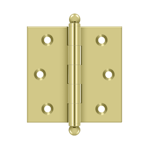 Deltana Architectural Hardware Specialty Solid Brass Hinges & Finials 2 1-2"x 2 1-2" Hinge, w- Ball Tips pair - cabinetknobsonline