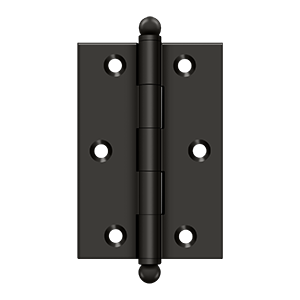 Deltana Architectural Hardware Specialty Solid Brass Hinges & Finials 3"x 2" Hinge, w- Ball Tips pair - cabinetknobsonline