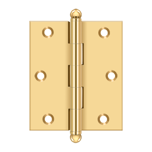 Deltana Architectural Hardware Specialty Solid Brass Hinges & Finials 3"x 2 1-2" Hinge, w- Ball Tips pair - cabinetknobsonline