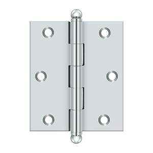 Deltana Architectural Hardware Specialty Solid Brass Hinges & Finials 3"x 2 1-2" Hinge, w- Ball Tips pair - cabinetknobsonline