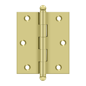 Deltana Architectural Hardware Specialty Solid Brass Hinges & Finials 3"x 2 1-2" Hinge, w- Ball Tips pair - cabinetknobsonline