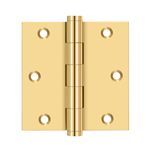 Deltana Architectural Hardware Solid Brass Hinges & Finials 3 1-2" x 3 1-2" Square Hinge, Residential pair - cabinetknobsonline
