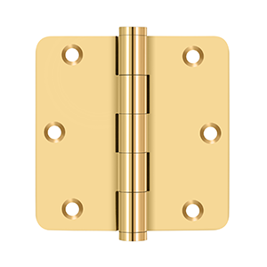 Deltana Architectural Hardware Solid Brass Hinges & Finials 3 1-2" x 3 1-2" x 1-4" Radius Hinge, Residential pair - cabinetknobsonline