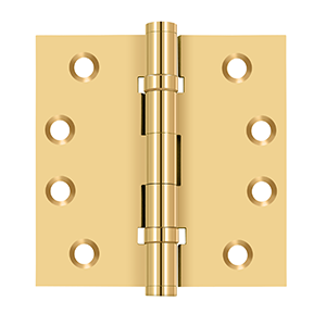 Deltana Architectural Hardware Solid Brass Hinges & Finials 4"x 4" Square Hinges, Ball Bearings pair - cabinetknobsonline