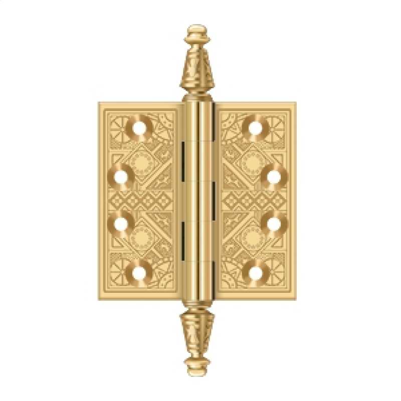 Deltana Architectural Hardware Specialty Solid Brass Hinges & Finials 3 1-2"x 3 1-2" Square Hinges pair - cabinetknobsonline