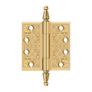 Deltana Architectural Hardware Specialty Solid Brass Hinges & Finials 4"x 4" Square Hinges pair - cabinetknobsonline