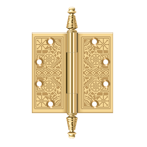 Deltana Architectural Hardware Specialty Solid Brass Hinges & Finials 4 1-2"x 4 1-2" Square Hinges pair - cabinetknobsonline