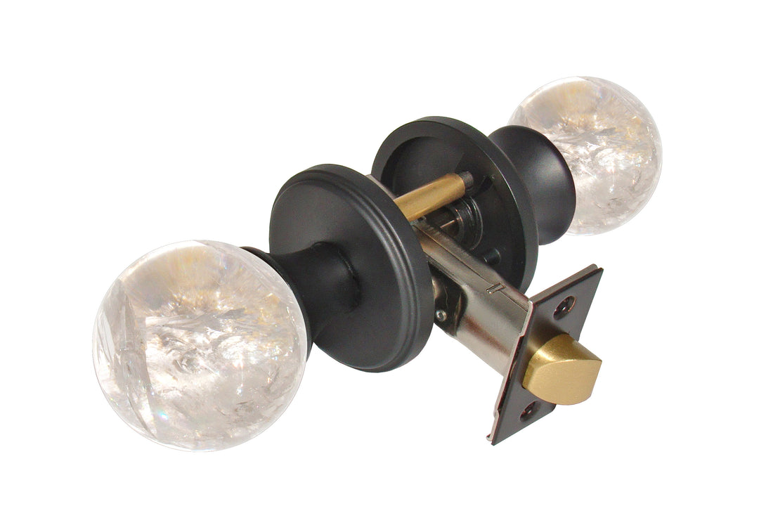 Gemstone Hardware Door Knob Crystal Quartz Matte Black Pull (Dummy) - cabinetknobsonline