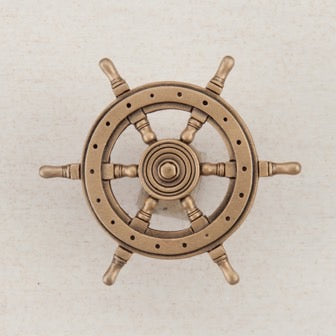 Acorn Manufacturing Cabinet Hardware 1-3-4" Ship Wheel Cabinet Knob - Museum Gold - cabinetknobsonline