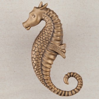 Acorn Manufacturing Cabinet Hardware 2-1-4" Seahorse Cabinet Knob - Museum Gold - cabinetknobsonline