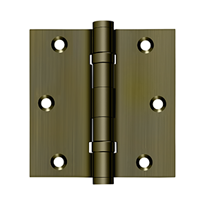 Deltana Architectural Hardware Solid Brass Hinges & Finials 3 1-2"x 3 1-2" Square Hinge, Ball Bearings pair - cabinetknobsonline
