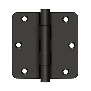 Deltana Architectural Hardware Solid Brass Hinges & Finials 3 1-2" x 3 1-2" x 1-4" Radius Hinge, Residential pair - cabinetknobsonline