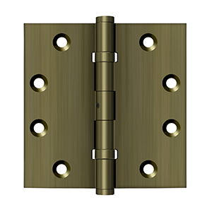 Deltana Architectural Hardware Solid Brass Hinges & Finials 4 1-2"x 4 1-2" Square Hinges, Ball Bearings pair - cabinetknobsonline