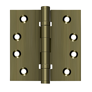 Deltana Architectural Hardware Solid Brass Hinges & Finials 4"x 4" Square Hinges, Ball Bearings pair - cabinetknobsonline