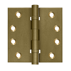 Deltana Architectural Hardware Specialty Solid Brass Hinges & Finials 4" x 4" Square Hinges, Ball Bearings pair - cabinetknobsonline