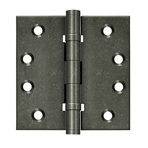 Deltana Architectural Hardware Specialty Solid Brass Hinges & Finials 4" x 4" Square Hinges, Ball Bearings pair - cabinetknobsonline