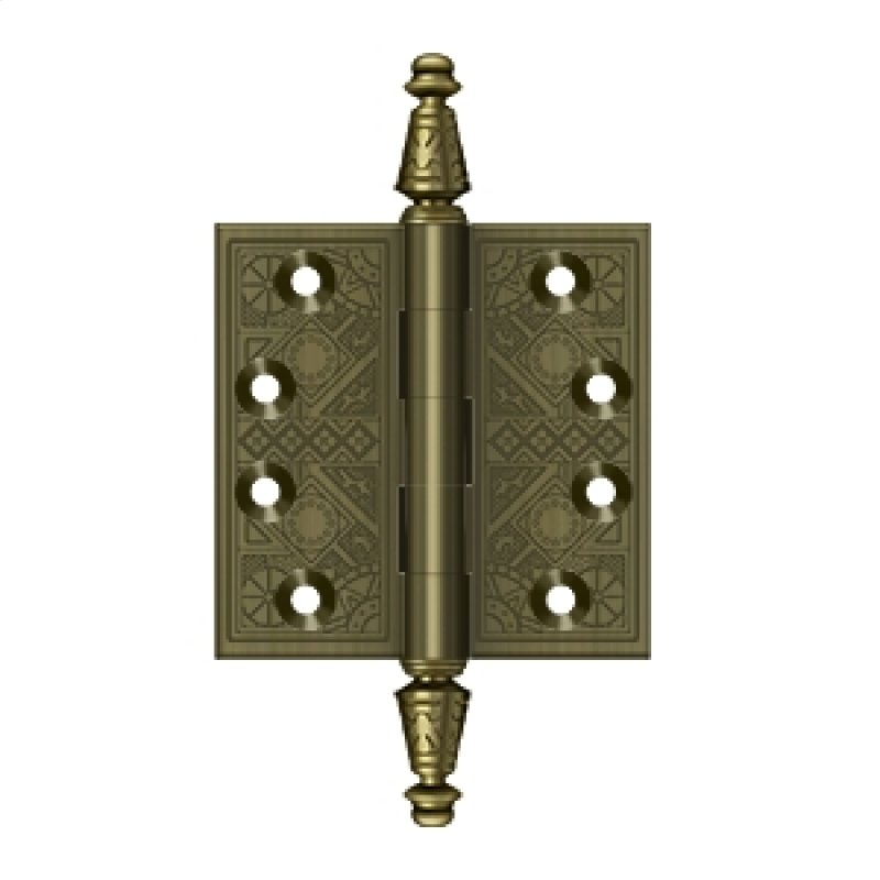 Deltana Architectural Hardware Specialty Solid Brass Hinges & Finials 3 1-2"x 3 1-2" Square Hinges pair - cabinetknobsonline