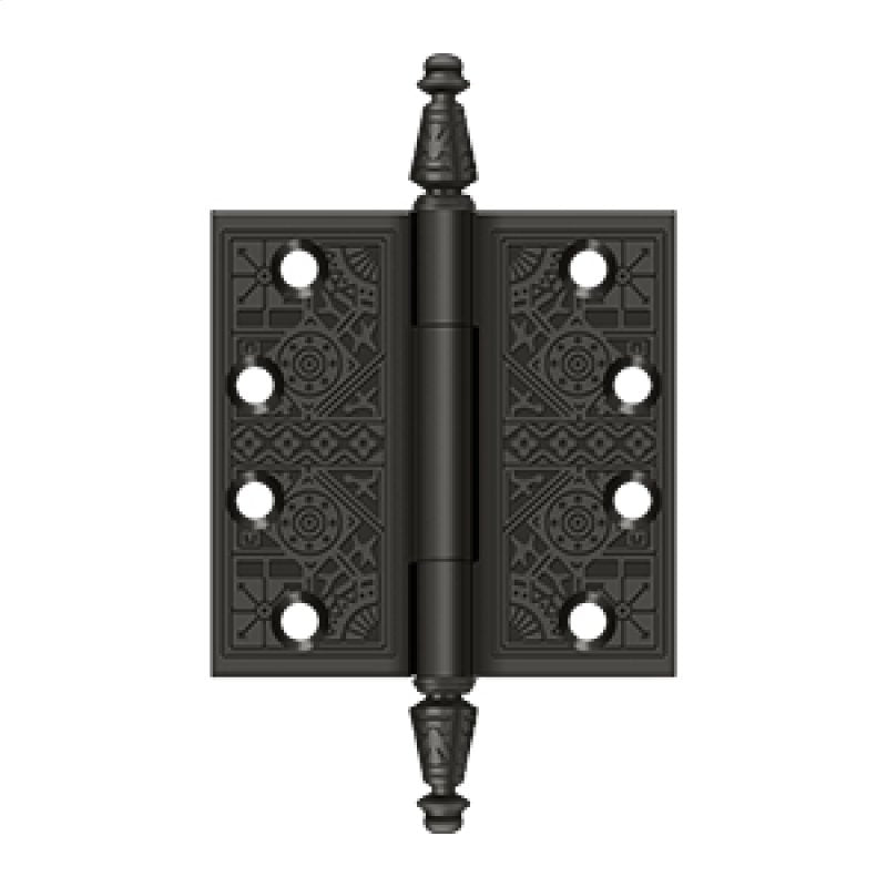 Deltana Architectural Hardware Specialty Solid Brass Hinges & Finials 4"x 4" Square Hinges pair - cabinetknobsonline