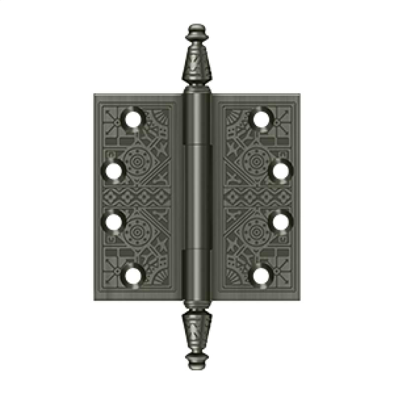 Deltana Architectural Hardware Specialty Solid Brass Hinges & Finials 4"x 4" Square Hinges pair - cabinetknobsonline