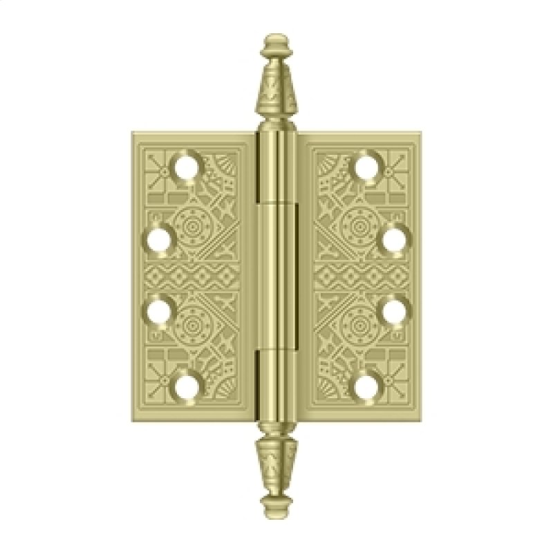 Deltana Architectural Hardware Specialty Solid Brass Hinges & Finials 4"x 4" Square Hinges pair - cabinetknobsonline