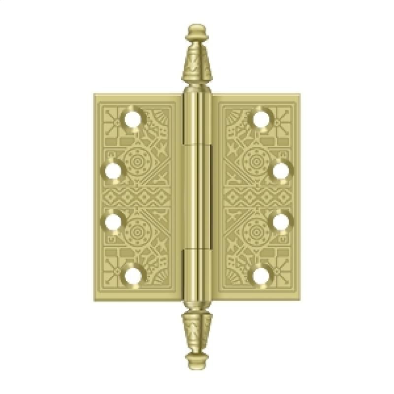 Deltana Architectural Hardware Specialty Solid Brass Hinges & Finials 4"x 4" Square Hinges pair - cabinetknobsonline