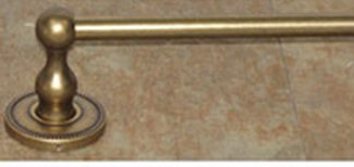 Top Knobs Bathroom Hardware Edwardian 30" Single Towel Rod German Bronze -Beaded Back Plate - cabinetknobsonline