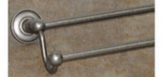 Top Knobs Bathroom Hardware Edwardian 30" Double Towel Rod-Antique Pewter-Plain Back Plate - cabinetknobsonline