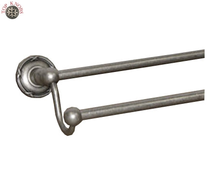 Top Knobs Bathroom Hardware Edwardian Bath 30" Double Towel Rod-Antique Pewter-Ribbon Back Plate - cabinetknobsonline