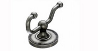 Top Knobs Bathroom Hardware Edwardian Bath Double Hook Antique Pewter-Beaded Back Plate - cabinetknobsonline