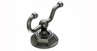 Top Knobs Bathroom Hardware Edwardian Bath Double Hook - Antique Pewter - Hex Back Plate - cabinetknobsonline