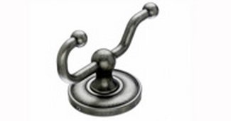 Top Knobs Bathroom Hardware Edwardian Bath Double Hook-Antique Pewter-Plain Back Plate - cabinetknobsonline