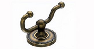 Top Knobs Bathroom Hardware Edwardian Bath Double Hook German Bronze-Beaded Back Plate - cabinetknobsonline