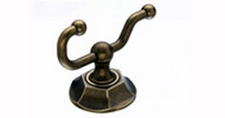 Top Knobs Bathroom Hardware Edwardian Bath Double Hook-German Bronze-Hex Back Plate - cabinetknobsonline